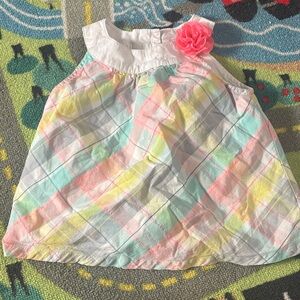 Gymboree Multicolor Plaid Tank Top with Pink Flower